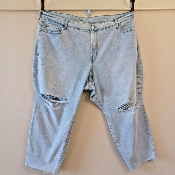 Old Navy Denim - Old Navy Jeans Plus Sz 28 Curvy High Waist Straight‎ Ankle Leg Ripped Light Wash